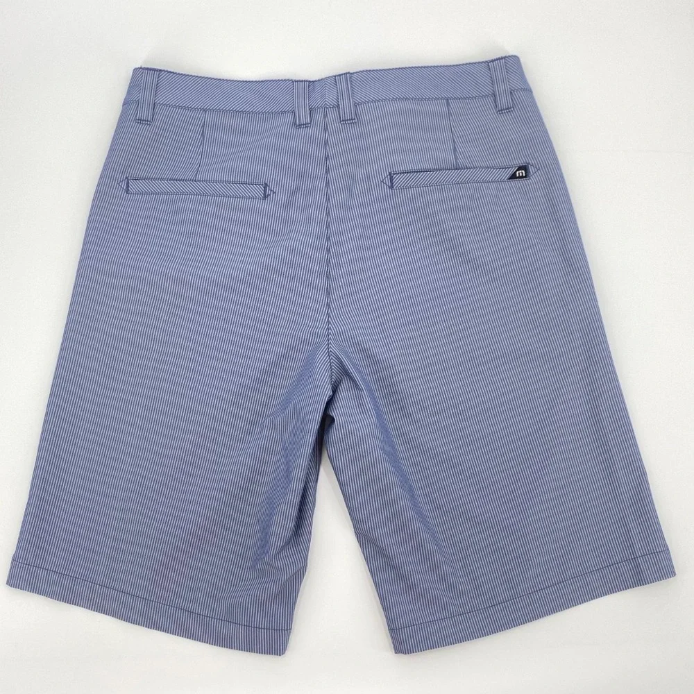 Travis Mathew Golf Shorts Mens 32 Blue Pinstripe Shorts Performance Stretch